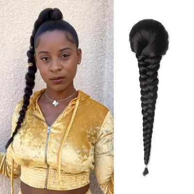 China 16 Inch Drawstring Synthetic Fishtail Fishtail Wholesale Cheap Long Straight Ponytail Braiding Hair Clip In Hair Extension for sale