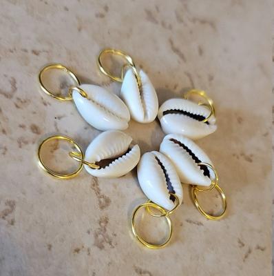 China 1PC Fashion Gold Cowrie Shell Hair Rings Dread Rings Locator Jewelry For Butterfly Locs for sale