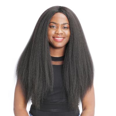 China Stock Available Yaki Yaki Curly Straight Wig For Colored Women's Long Pelucas Synthetic Hair 24Inch Easy To Wear For Daily Wear for sale