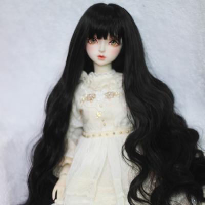 China Cheap Synthetic Bjd Girl Natural Black Curly Bjd Doll Wigs for sale