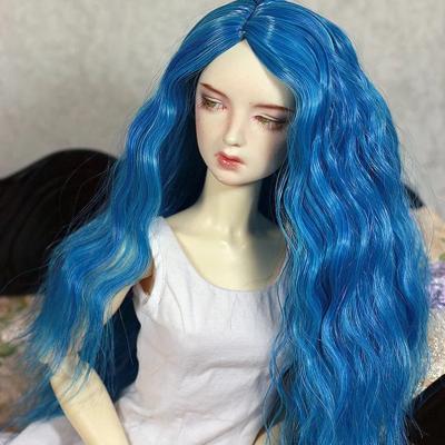 China BJD Doll Wig MSD Doll Wig Straight Blue Curly Long Hair Replacement For Smart Doll for sale