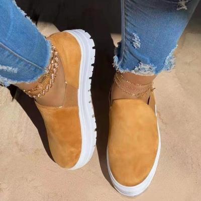 China Fashion trend low top lazy nude shoes with thick bottom and round head in autumn and winter. for sale