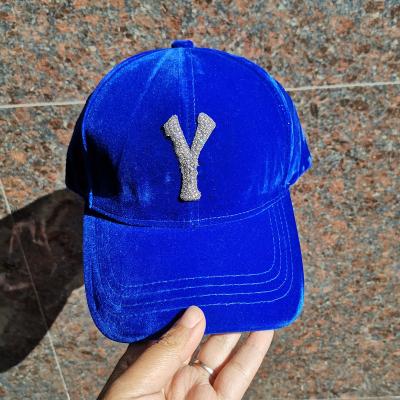 China Fashionable custom made letter baseball caps lady hats diamond-encrusted velvet JOINT suede diamond-encrusted baseball cap for sale