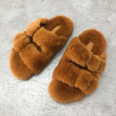 China Fashion Trend Woman's Fashion Mink Fur Slides Luxury Mink Fur Slippers Slides Real Fur Slides for sale