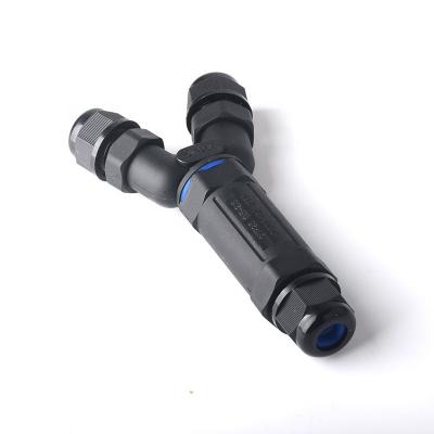 China Waterpump connecting 5P Outdoor Y-type IP68 Electric Cable Wire 3-ways Quick Connect Terminal Waterproof Connector for sale