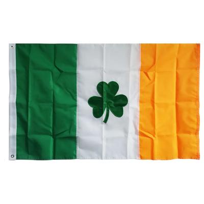 China Health Care Institutes Digital Printing National Irish Saint Patrick's Day C Shamrock State Flag Polyester Banner 3x5 ft Ireland Green White Orange Flags for sale