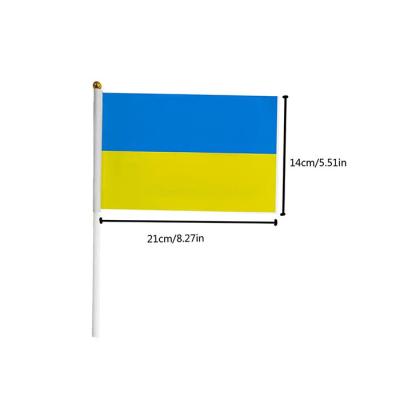 China Health Care Institutes Custom Size 12 x 18 inch Polyester Blue Yellow Ukraine National Ukrainian Handheld Flag With Plastic Pole for sale