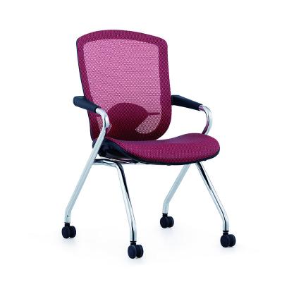 China Removable Cover Mesh Visitor Chair Single Stackable Conference Meeting Chair With Wheels for sale