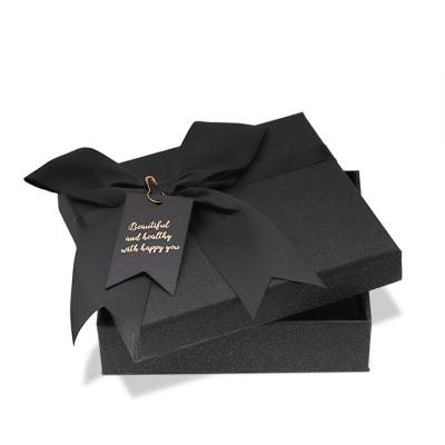 China Materials Customized Design Recycled Logo Printing Empty Fancy Packaging Boxes Black Cardboard Gift Box for sale