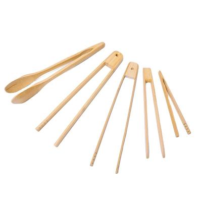 China Sustainable Kitchen Utensils Shake Cooking Tools Anti Heat Bread Clip Pastry Clamp Barbecue Kitchen Cut Bamboo Food Tongs for sale