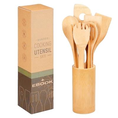 China Sustainable Bamboo Spoon Utensil Set -8 Bamboo Spoons And Spatulas 12 Inch Cookware for sale