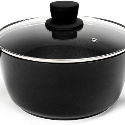 China Viable Non-Stick Stock Pot 4.5 Quart Soup Pot with Lid, Saucepan Cooking Pot 4.5 Quart, PFOA Free (Black) Suitable for Birthday, Chri for sale