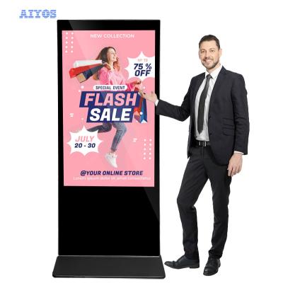 China Indoor 43 49 55 65 Inch Floor Standing Digital Signage Advertising Kiosk Multi Touch Kiosk Screen With Laser Cut Border for sale