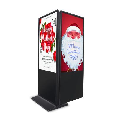 China indoor double sided 55 65 inch hd 1080p lcd advertising player advertising dual display screen kiosk 55 for sale