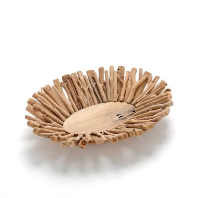 China Sustainable Square Driftwood Branch Fruit Plate Home Tree Decorative for sale