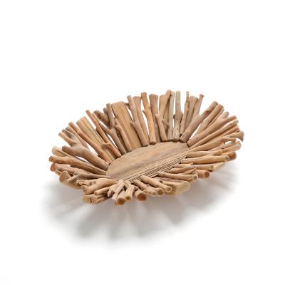 China Sustainable Driftwood Oval Decorative Wooden Fruit Tray for sale