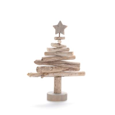 China Eco-friendly Holiday Display Decoration Driftwood Christmas Tree Home Wooden Decor Carving Christmas Tree for sale