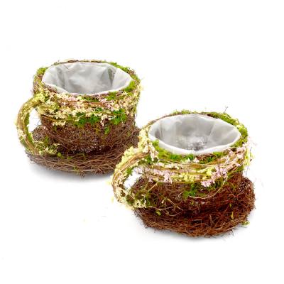 China Wholesale Modern Moss Flower Pots Teacup Shaped Moss Planters For Outdoor Garden Decoration for sale