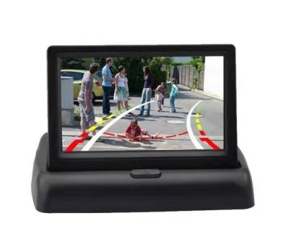 China Camera rearview mirror 4.3 inch car tft lcd folding rearview monitor smaller mini TV with two way video input for sale