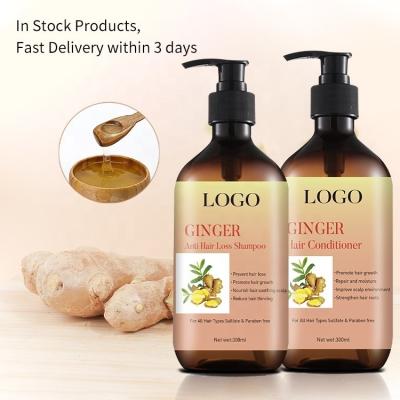 China Color-Protecting Private Label Hair Care Organic Hair Growth Shampoo And Conditioner Set Anti Hair Loss Wholesale Ginger Shampoo for sale