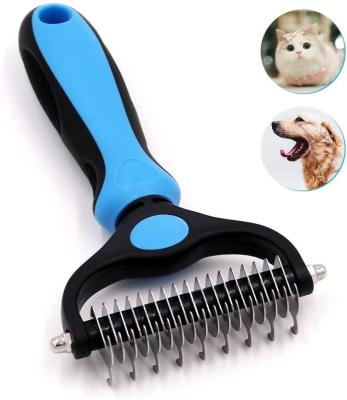 China Amazon Hot Selling Viable Dog Cat Dematting Comb Pet Rake For Pet Deshedding Brush for sale