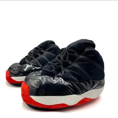 China Anti-Static Multiple Designs Hot-Selling Winter Plush Yeezy Jordan Sneaker Style Plush House Slippers for sale