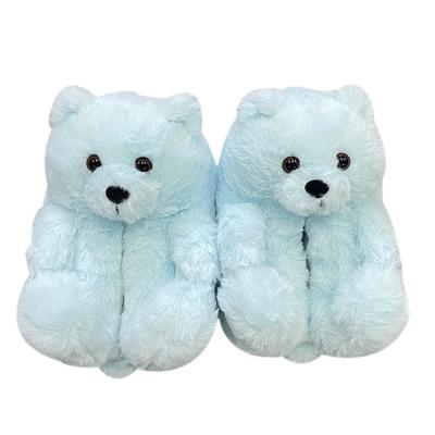 China Dropshipping Recyclable New Arrivals Fuzzy Indoor Teddy Bear Slippers All Color Women Plush Slippers for sale