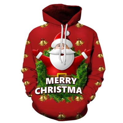 China 2021 Breathable Plush Plush Custom Size Men's Christmas Pattern Fashion Hoodie 100% Cotton for sale