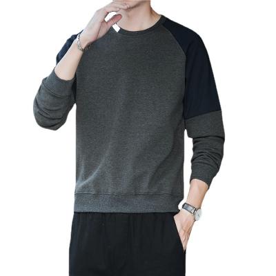 China Anti-wrinkle autumn long sleeved men around the neck plush comfortable color matching men's clothing plush sweater men's style for sale