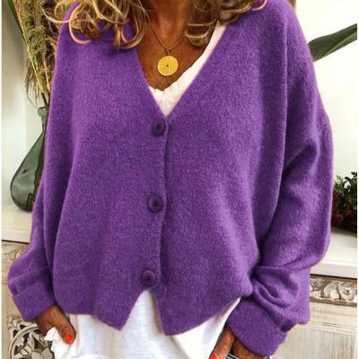 China Amazon Breathable Hot Sale Tops Womens Long Sleeves Knit Sweaters Cardigan With Button for sale