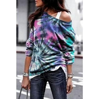 China Anti-pilling dye by directly tying the barrel gradient color chiffon loose large size short-sleeved T-shirt for sale