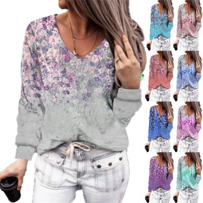 China 2021 Breathable Spring And Autumn Hot Sale Amazon Printing Tops Long Sleeve Casual Loose T-shirt for sale