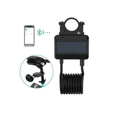 China Steel Smart Smart Alarm Solar Panel Charging USB Chargeable Combination Steel Cable Lock For Scooter Bicycle for sale