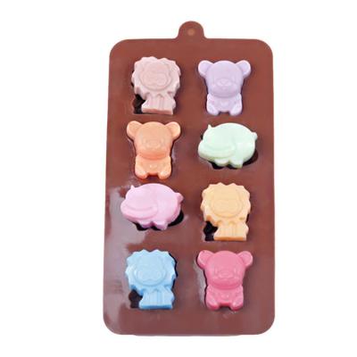 China SHQN BPA Free Viable Cartoon Animals Model Chocolate Mini Bar Mold 8 Cavity Silicone Molds for Chocolate, Candy and Gummy for sale