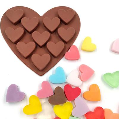 China Qinuo 10 Cavities Sustainable Heart Form Silicone Mold For 10 Function Baking Chocolate, Soap, Fondant, Pudding, Jelly, Candy, Cookie, Ice Cream for sale