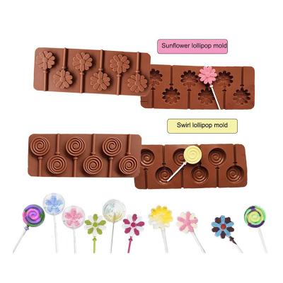 China Sustainable SHQN Silicone Lollipop Mold DIY Silicone Chocolate Molds And Plastic Rod for sale