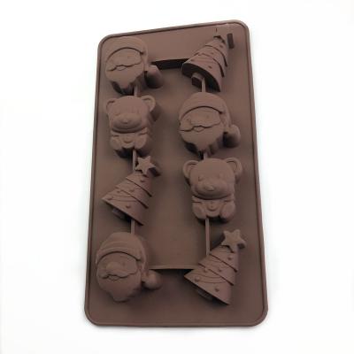 China BPA Jelly Molds Christmas Tree Silicone Disposable Free Baking Chocolate with Shapes of Snowman Stars, Santa Head, Christmas Tree for sale