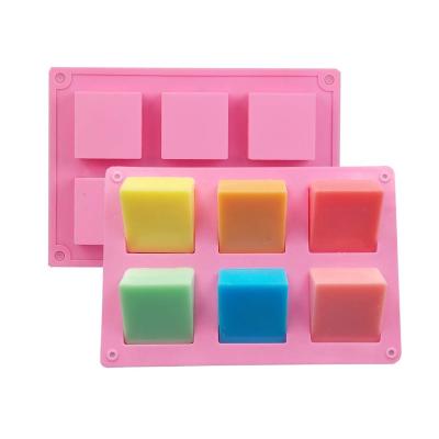 China SHQN 6 Cavity DIY Disposable Silicone Heat Resistant Non-Stick Square Thin Amazon Soap Molds for sale