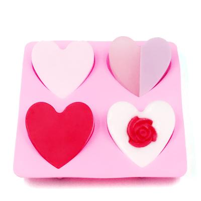 China Disposable Food Grade Silicone Safe and 4 Heart Silicone Healthy Non-Stick Loving Cake Molds for sale