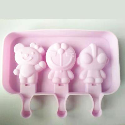 China 2019 Success DIY Food Grade Non-Stick Silicone Viable Colors Cartoon Cute Amazon Shape Ice Cream Mold for sale