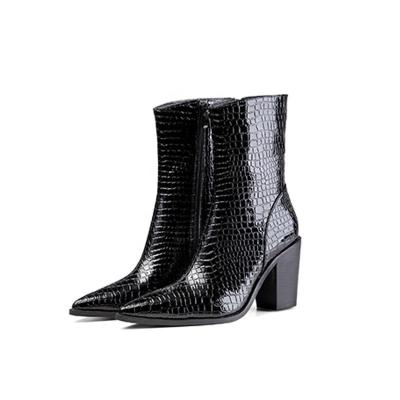 China B1 2021 fashion trend ready to ship black cowboy crocodile leather boots large size calf boots for sale