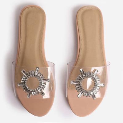 China FS3 Clear Clear PVC Round Soft Toe Slipper Sandals With Sun Flower On The Front Part for sale