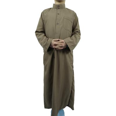 China Breathable Arabic thobe design wholesale arabic thobe daffah boys middle east boys muslim men thobes kids robe six colors dubai islamic clothing for sale