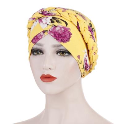 China New Polyester Fashion Turban Hat Printed Islamic Women Muslim Headscarf Leopard Turban Wrap Head Hat for sale