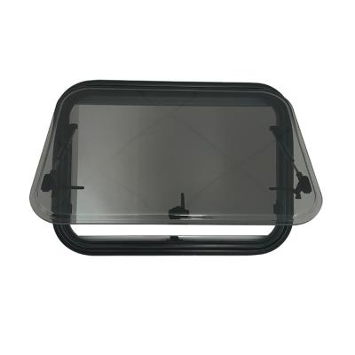 China Window Open 2022 Aluminum Alloy Frame Rounded Double Corners Acrylic Black Transparent Camper Window for sale