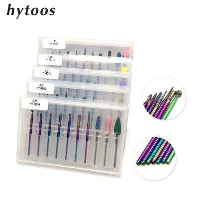 China Rainbow Diamond Nail Drill Bit Set HYTOOS 10Pcs Nail Drill 3/32