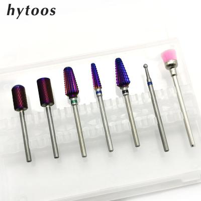 China HYTOOS 7Pcs Nail Drill Bit Purple Nail Drill Bit Set Milling Cutter For Manicure Carbide Bit Manicure Pedicure Tool Kit Nails Accessories for sale