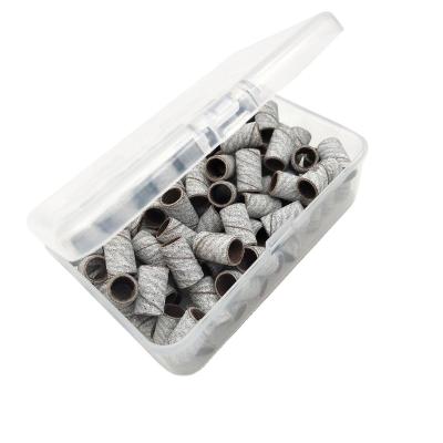 China HYTOOS 100Pcs/Box Nail Drill Machine White Zebra Sanding Bands Manicure Pedicure Tools Care Polishing Nails Drill Chuckless #80 #150 #240 for sale