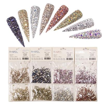 China 3D UV Gel Nail Polish Decorations 1Pack Multicolor Flatback Crystal Nail Art Rhinestones Shiny Mixed Sizes Gems AB Glass Nails Decoration Accessories Tool for sale