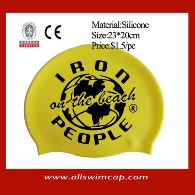 China Custom adult silicone swim cap with MOQ 100pcs for sale